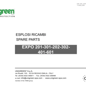 Unigreen 201 301 202 302 401 601 Parts Manual