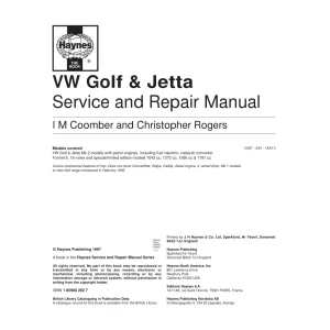 Volkswagen Vw Golf Jetta Mk2 1997 Service Manual