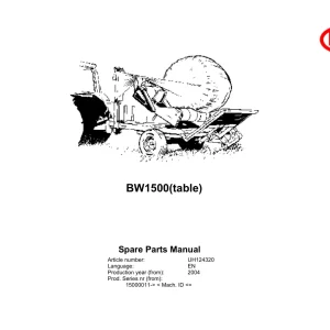 Vicon Bw1500 Tabel 2004 Parts Manual