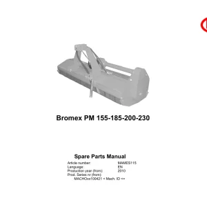 Vicon Bromex Pm 155 185 200 230 2010 Parts Manual