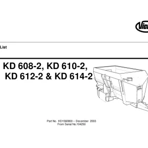 Vicon Kd608 Kd610 Ks612 Kd614 2003 Parts Manual