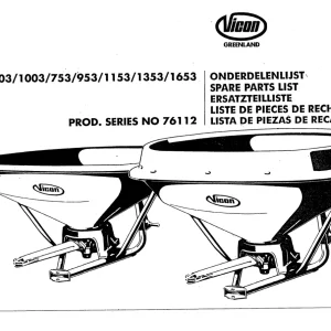 Vicon Ps603 803 1003 753 953 1153 1353 1653 Parts Manual