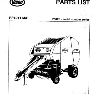 Vicon Rp1211 Parts Manual