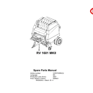 Vicon Rv1601 Mkii 2007 Parts Manual