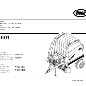 Vicon Rv1601 Parts Manual