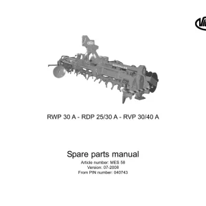 Vicon Rwp30 25 30 Rvp30 40 2008 Parts Manual