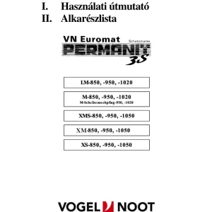 Vogel&Noot Permanit Lm M Xms Xm Xs Parts Manual