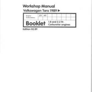 Volkswagen Taro 2Y 4Y Srevice 1989 Service Manual