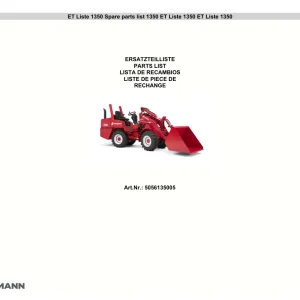 Weidemann 1350 Wheel Radlader Parts Manual