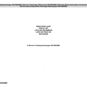 Weidemann 981 985 986 Parts Manual