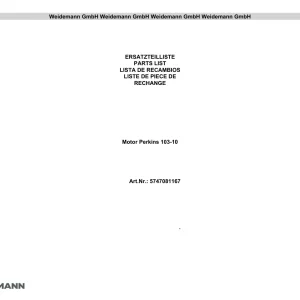 Weidemann Perkins 103 10 Parts Manual