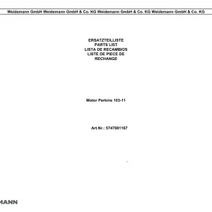 Weidemann Perkins 103 11 Parts Manual