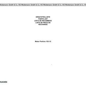 Weidemann Perkins 103 15 Parts Manual