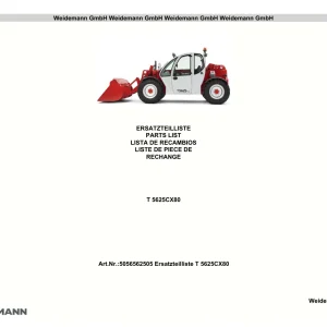 Weidemann T5625 Cx80 Teleskoplader Parts Manual