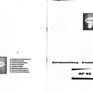 Welger Ap40 Parts Manual