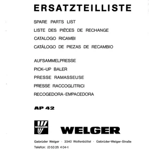 Welger Ap42 Parts Manual