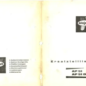 Welger Ap51 Ap51D Parts Manual