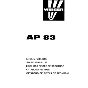 Welger Ap83 Parts Manual