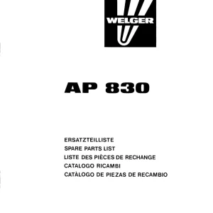 Welger Ap830 Parts Manual