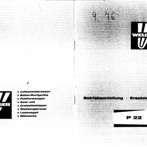 Welger P22 Parts Manual