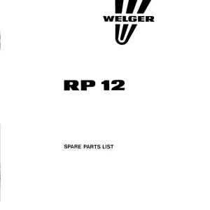 Welger Rp12 Parts Manual