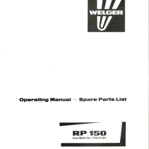 Welger Rp150 Parts Manual