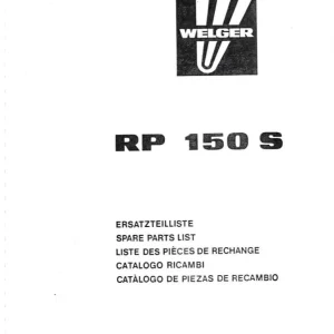 Welger Rp150S Parts Manual