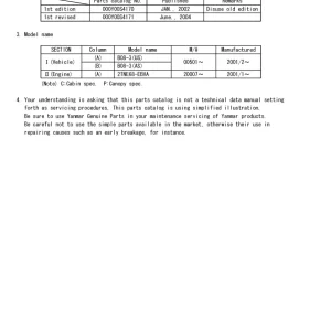 Yanmar B08 3 Parts Manual