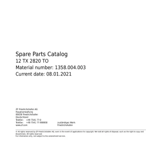 ZF 12Tx2820 To 2021 Parts Manual