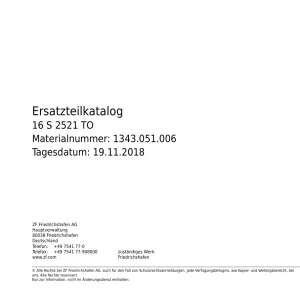 ZF 16S2521To 2018 Parts Manual