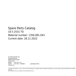 ZF 16S2531 To 2022 Parts Manual