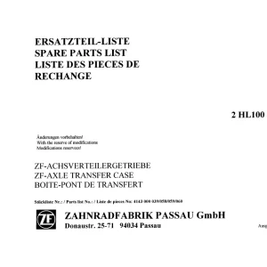 ZF 2Hl100 1991 Parts Manual