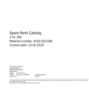 ZF 2Hl290 2018 Parts Manual