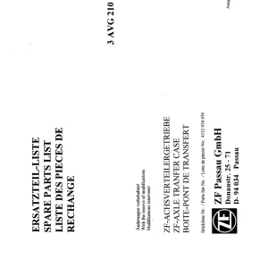 ZF 3Avg210 1998 Parts Manual