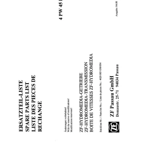 ZF 4Pw45H1 1988 Parts Manual