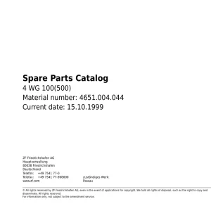 ZF 4Wg 100(500) 2016 Parts Manual