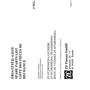 ZF 4Wg150 1991 Parts Manual