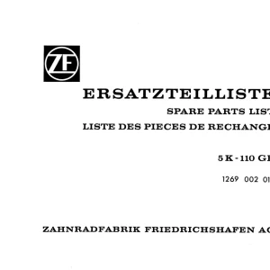 ZF 5K 110Gp Parts Manual