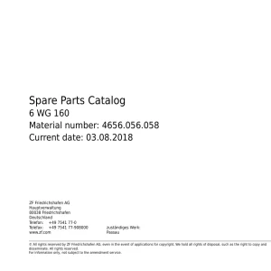 ZF 6Wg160 2018 Parts Manual