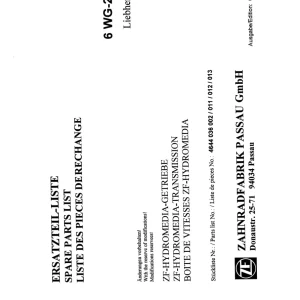 ZF 6Wg201 1987 Parts Manual