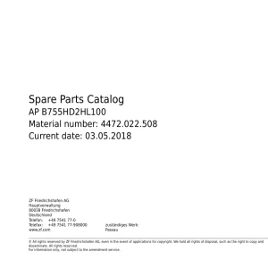 ZF Apb755Hd 2Hl100 2018 Parts Manual