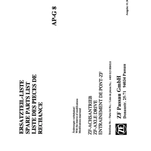 ZF Apg8 1996 Parts Manual