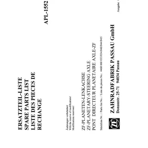 ZF Apl 1552 1983 Parts Manual