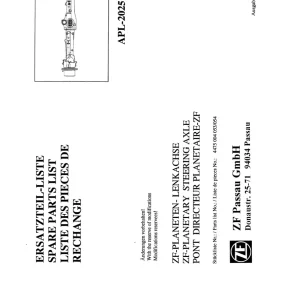 ZF Apl2025 1996 Parts Manual