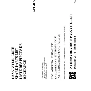 ZF Aplb345 1988 Parts Manual