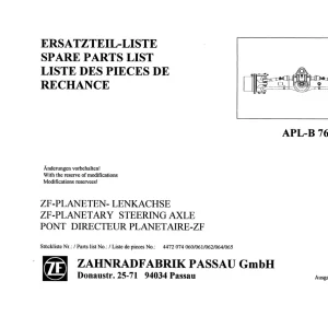 ZF Aplb765 1994 Parts Manual