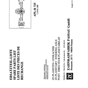 ZF Aplr725 1998 Parts Manual