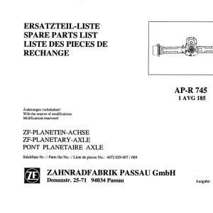 ZF Apr745 1Avg185 1998 Parts Manual