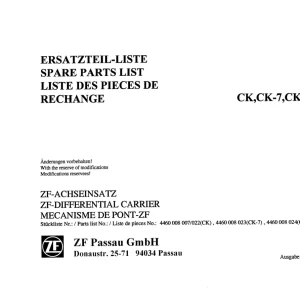 ZF Ck 1989 Parts Manual