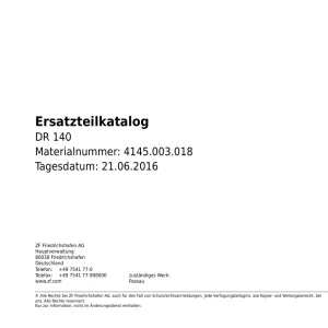 ZF Dr140 2016 Parts Manual
